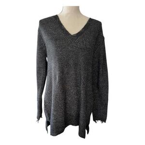 Designer Stitches & Stripes at REVOLVE Distressed Black Sloane Long Sweater, M.